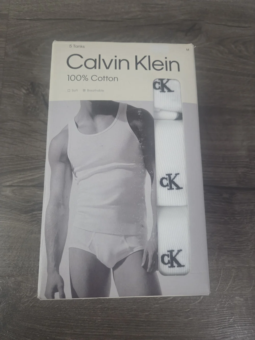 Calvin Klein Men’s White Cotton Tank Tops - 5-Pack Size M NEW
